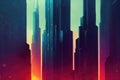 simple skyscrapper illustration of a future city, ai generated image