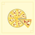 Simple sliced Italian pizza vector illustration. With tomato cheese sauce sausage Royalty Free Stock Photo