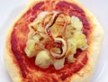 Simple small pizza (pizzette) with onion