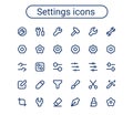 Simple small settings line icons set. Preferences rounded mini vector icons. Pixel perfect. Royalty Free Stock Photo