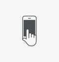 Simple smart phone in hand icon on white background. Simple smart phone in hand icon. eps8.