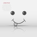 Simple smile with tongue vector icon. Hand drawn face doodle illustration on isolated background