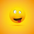 Simple Smiling Crazy Emoticon with Squinting Eyes and Tongue Stuck Out Making Face