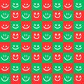 simple smiling face green red christmas pattern background