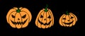 Simple smiling Halloween pumpkin isolated on Black background. Jack Lantern. Vector hand drawn illustration in cartoon style Royalty Free Stock Photo