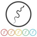 Simple snake ring icon, color set