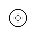 Simple sniper target black icon isolated on white background