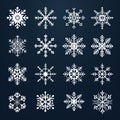 Simple Snowflake Vector Icon Set On Black Background Royalty Free Stock Photo