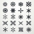 Simple Snowflake Vector Icon Set In Black And White Royalty Free Stock Photo