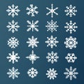Simple Snowflake Vector Icon Set On Blue Background Royalty Free Stock Photo