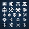 Simple Snowflake Vector Icon Set On Dark Background Royalty Free Stock Photo