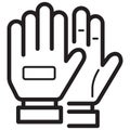 Simple Soccer Gloves Related Vector Line Icon. Outline Style. Ed