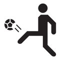 Simple Soccer Player Goal Kick Related Vector Flat Icon. Glyph S