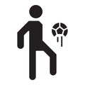 Simple Soccer Player Juggling Ball Related Vector Flat Icon. Glyph Style. 128x128 Pixel.