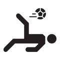 Simple Soccer Player Overhead Kick Related Vector Flat Icon. Glyph Style. 128x128 Pixel.