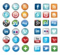 Simple social media network icons collection set in round and square design.Vector illustration buttons