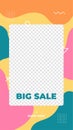 Simple social media story vertical poster template with transparent box photo product placeholder. Minimal pastel color abstract Royalty Free Stock Photo