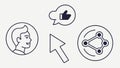 Simple Social Media UI Line Art Icon Set for Web, vector design Generative AI Royalty Free Stock Photo