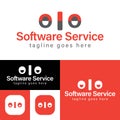 Simple software service logo. Creative concept, 010 that represents binary number. Minimalistic Vector Illustration. Modern