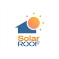 Simple Solar Roof Energy Logo Design with Abstract House and Sun Royalty Free Stock Photo