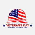 simple soldier`s helmet america flag illustration of American veterans day,