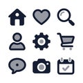 Simple Solid Color Basic Interface Minimalist Style Rounded Corner Icon Set Royalty Free Stock Photo