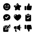 Simple Solid Glyph Different Social Media Interaction User Interface Icon Set Royalty Free Stock Photo