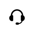 Simple Solid Headset with Microphone Communication Customer Service Support Icon Royalty Free Stock Photo