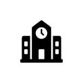Simple Solid School Building with Clock Minimalist Icon Style Education Royalty Free Stock Photo