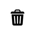 Simple Solid Trash Can Outline Black and White Shape Icon Symbol Royalty Free Stock Photo