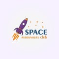 simple spaceship logo design, vintage rocket icon vector illustration template Royalty Free Stock Photo