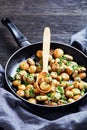 Simple spanish sauteed garlic champignons on a pan