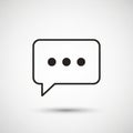 A simple speech bubble icon with three black dots centered inside Royalty Free Stock Photo