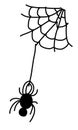 Simple spider on a web in cartoon doodle style