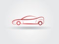 A simple sports red car logo with shadow on white background vector Royalty Free Stock Photo