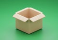 A simple, square, beige box with open, slightly flared top flaps is placed against a Royalty Free Stock Photo