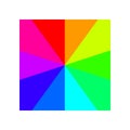 A simple square design is painted in the entire palette of colors