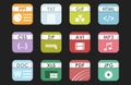 Simple square file types formats labels icon set presentation document symbol and audio extension graphic multimedia Royalty Free Stock Photo