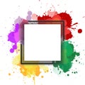 Simple square frame with watercolor splash background Royalty Free Stock Photo