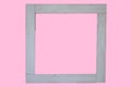 Simple square grey frame on pink with copyspace
