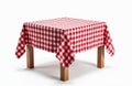 Simple square table draped in classic red and white checkered tablecloth. Empty surface ready for use in rustic settings or food Royalty Free Stock Photo