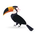 Simple stand toucan bird in realistic style