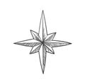 Simple star line icon, engraving stylization, vintage boho design. Element for christmas, tattoo. Hand drawing, vector