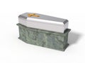 Simple steel coffin on marble platform Royalty Free Stock Photo