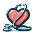 Simple stethoscope icon with heart shape