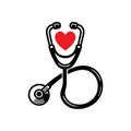Simple stethoscope icon with heart shape. Healthcare and medical design vector illustration Royalty Free Stock Photo