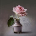 Simple still life with a beautiful pink rose in a vase Royalty Free Stock Photo