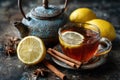 Simple Still Life: Steaming Tea with Lemon and Spice Royalty Free Stock Photo