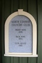 Simple stone sign with words carved on the face of it, North Conway Country Club, New Hampshire, 2016