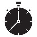 Simple Stopwatch Related Vector Flat Icon. Glyph Style. 128x128